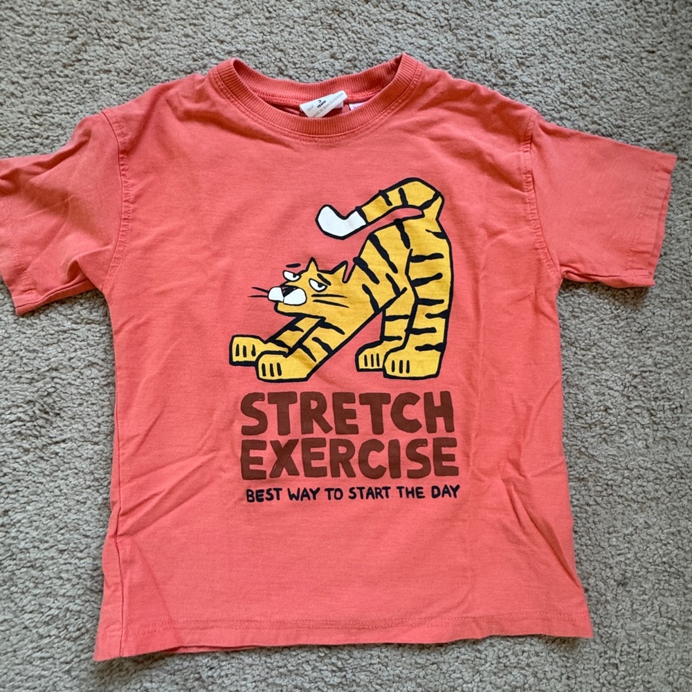 Zara Kids Coral Tiger Stretch Exercise T-Shirt
